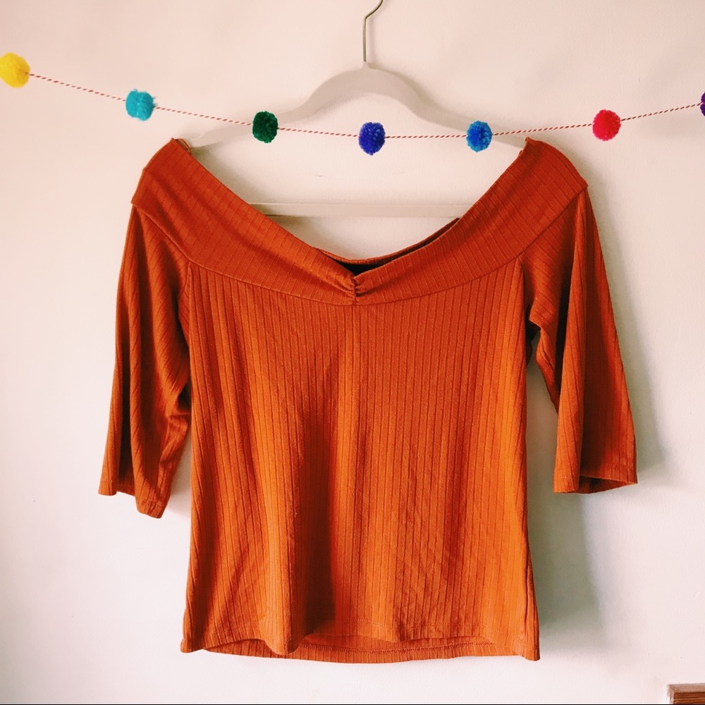 ZARA Burnt Orange Shoulder Top